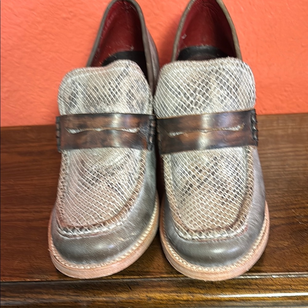 Free People Brown Loafers with Slip-On Design and Textured Upper